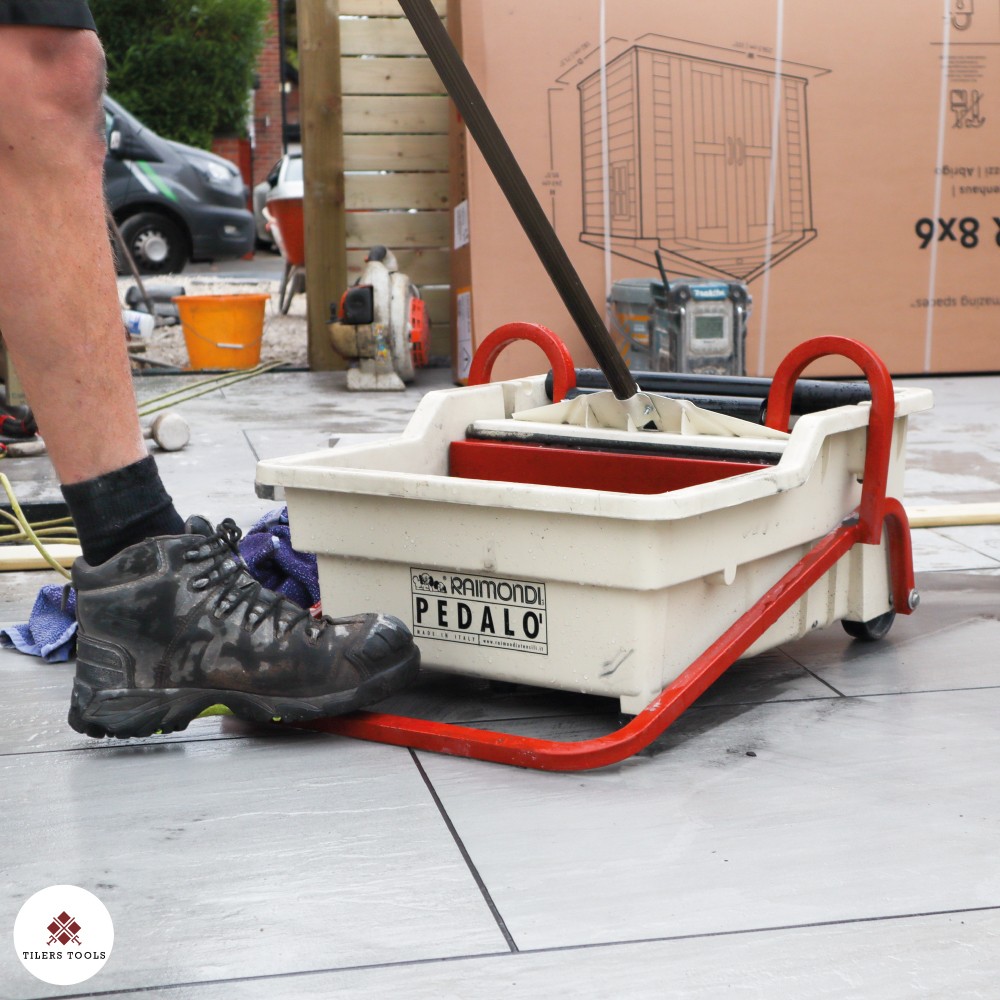Raimondi Pedalo, a must have tool for known as a "washboy" is a washing bucket and mop used to clean tiles efficently.