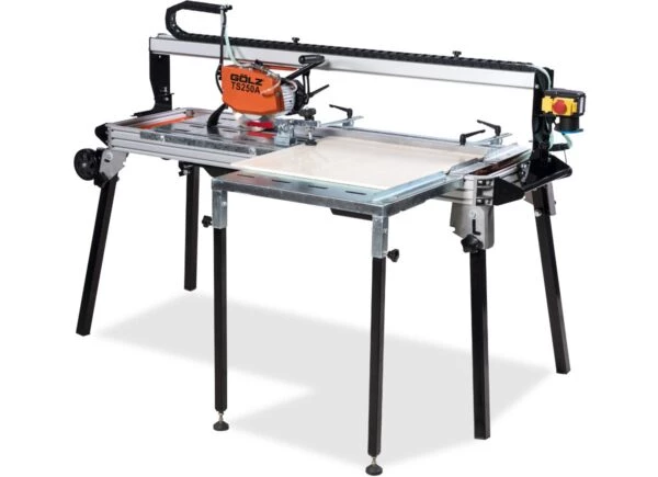 Golz tile cutting saw aluminium side bench